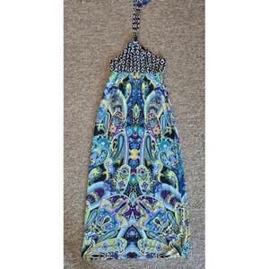 Snap Women's Medium Halter Maxi Dress with Mixed Prints